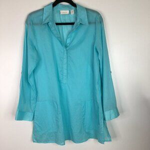Chico's Size 1 100% cotton  Popover Tunic Shirt